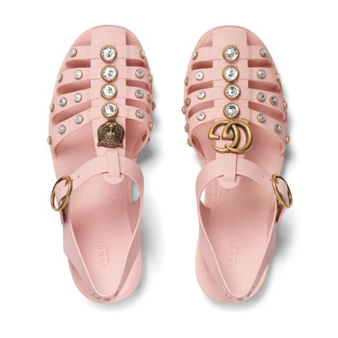 gucci pink crystal sandals